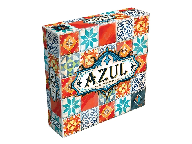 De Azul-speldoos is voorzien van kleurrijke tegelpatronen en symboliseert een strategisch abstract spel, geïnspireerd op Portugese keramische tegels.
