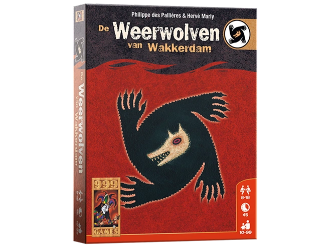 De Weerwolven van Wakkerdam board game box, a social deduction game where players identify hidden werewolves through discussion and bluffing.
